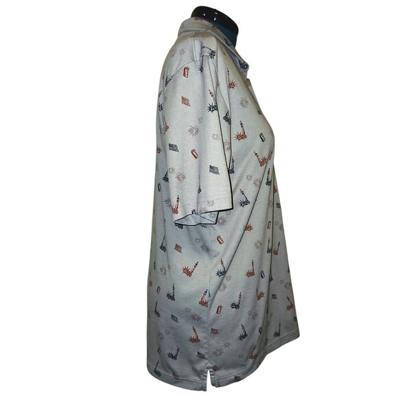 Travis Mathew Mens XL Active Polo Golf Shirt Statue of Liberty Fireworks Gray - Picture 5 of 6